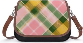 Generic Colorful Scottish Tartan Small Womens Crossbody Bags Shoulder Handbag with Adjustable Strap for Travel