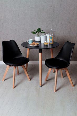 Regalos Miguel Regalos Miguel - Black Friday - Conjunto Mesa Tower Redonda 80 Cm Negra Y Pack 2 Sillas Synk Basic - Negro