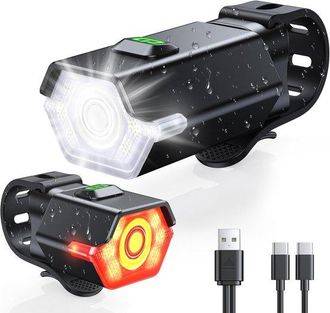 No Brand Iluminaci&oacute;n Para Bicicleta Con Luz De Advertencia Lateral, 3+6 Modos, Recargable Delantera/trasera, Resistente Al Agua Ip65 Para Ciclismo Nocturno
