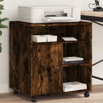 vidaXL Soporte Para Impresora Con Ruedas Roble Ahumado 60x50x67 Cm Vidaxl