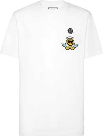 Philipp Plein T-shirt Ronde Hals SS Smile - Heren - T-shirts - Wit - 3XL - Katoen - Tops