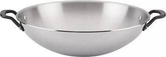 KitchenAid 5-Ply Clad Stainless Steel Induction Wok, 15 inch, Polished Stainless Steel