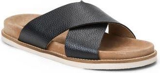 Bruno Magli Edgar Crisscross Leather Slide Sandal in Black Pebbled at Nordstrom Rack, Size 10.5