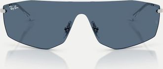 Ray-Ban Alix - Occhiali da sole irregolari color argento con lenti blu