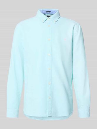 Superdry Regular Fit Freizeithemd mit Logo-Stitching in Hellblau, Gr&ouml;&szlig;e XXXL