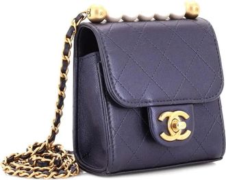 Chanel Chic Pearls Flap Clutch with Chain Quilted Goatskin Mini crossbody bag - women - Other - One Size - Blue