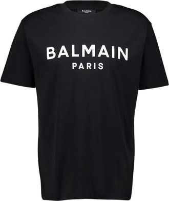 Balmain T-Shirts, male, Black, L, Black Printed T-Shirt