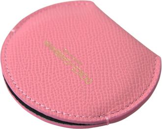 Dolce & Gabbana Accessories, unisex, Pink, Size: ONE SIZE Round Logo Print Hand Mirror Holder