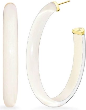Gold & Honey Womens Xl Oval Illusion Neutral Lucite Hoop Earrings In Nude1