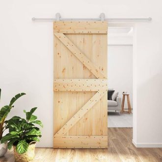 vidaXL Vidaxl - Puerta Corredera Con Herrajes Madera Maciza De Pino 90x210 Cm