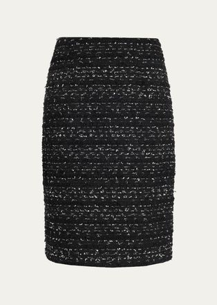 Teri Jon Metallic Tweed Knee-Length Pencil Skirt