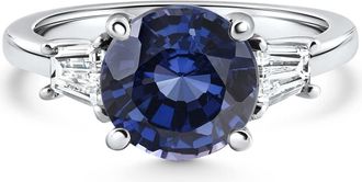 Pompeii3 4 3/4Ct Blue Sapphire & Diamond Engagement Anniversary Ring Gold Lab Grown