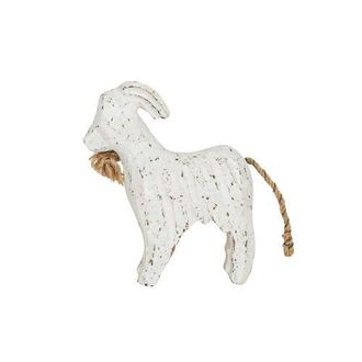 Foreside Home And Garden Carved Goat Decorative Accent White Wood & Jute at Nordstrom