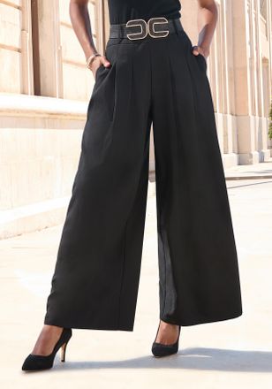 Lascana Hosenrock LASCANA, Damen, Gr. 38, schwarz, Web, Obermaterial: 80% Polyester, 18% Viskose, 2% Elasthan. Taschenbeutel: 100% Polyester, unifarben, figur