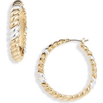 Anne Klein Twisted Two-Tone Hoop Earrings in Gold Multi at Nordstrom Rack