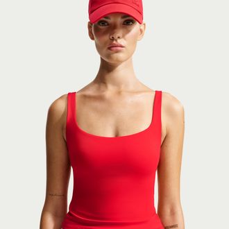 Nike Womens SKIMS Matte Square-Neck Tank Top in Red | IR5037-657