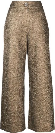Shiatzy Chen Genisis metallic textured trousers - women - Polyester/Other fibres/Polyamide - 40 - Gold