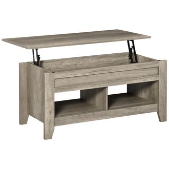 HOMCOM Lift Top Coffee Table w/ Hidden Storage Compartment & Shelves Oak | TJ Hughes