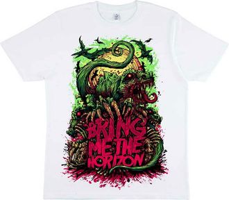 Bring Me The Horizon T Shirt Dinosaur Band Logo Official Mens White XL