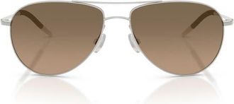 Oliver Peoples Benedict 59mm Photochromic Gradient Aviator Sunglasses in Silver /Sandstone Polar at Nordstrom