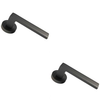 Loops 2x PAIR Straight Square Handle on Round Rose Concealed Fix Matt Bronze Finish