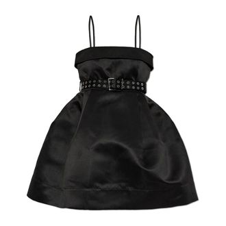 Ganni Party Dresses, female, Black, Size: XS Waist-Belted Dress