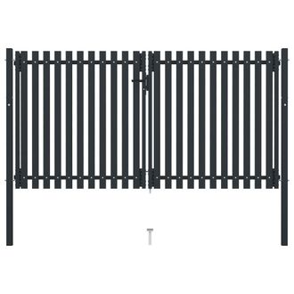 Berkfield Home Double Door Fence Gate Steel 306x200 cm Anthracite