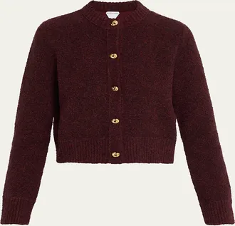 Bottega Veneta Knot-Button Boucle Knit Cardigan
