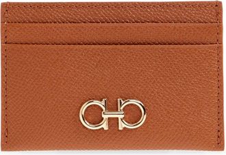 Ferragamo Leren Kaarthouder - Dames - Portefeuilles - Bruin - ONE Size - Leer - Accessoires