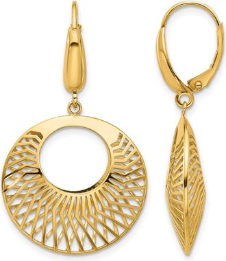 Diamond2Deal 14K Yellow Gold Round Hollow Drop Dangle Earrings