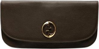 Gucci Pre-owned Clutches, female, Brown, Size: ONE SIZE Pre-owned Leather Clutch
