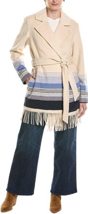 Tommy Bahama Wooly Stripe Wool-Blend Wrap Coat
