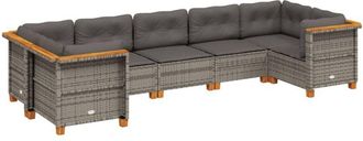 vidaXL Set De Sof&aacute;s De Jard&iacute;n 7 Pzas Con Cojines Rat&aacute;n Sint&eacute;tico Gris Vidaxl