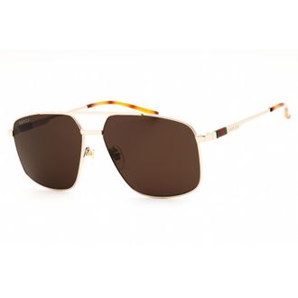 Gucci Mens Gold Tone Rectangular Sunglasses GG1676S