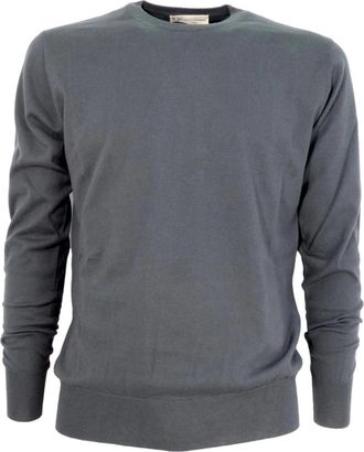 Cashmere Company Maglia Girocollo 338 - Heren - Ronde hals truien - Grijs - L - Katoen - Truien & Vesten