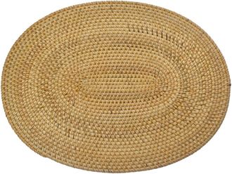 NATYAL Pack de 6 manteles individuales ovalados de ratán y posavasos 40x30cm