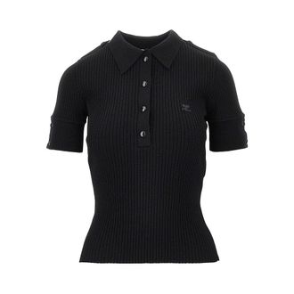 Courr&egrave;ges Ribbed knit polo shirt Woman S