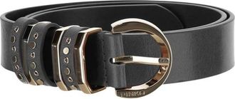 Pinko Studded Buckle Leather Belt - Dames - Riemen - Zwart - L - Leer - Accessoires