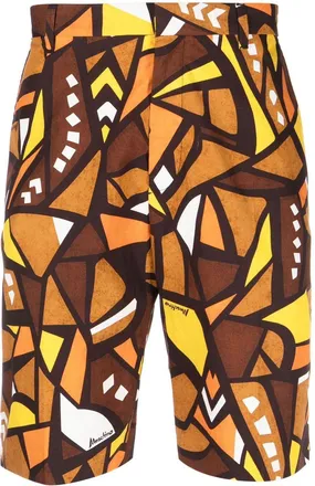 Moschino mosaic-print tailored shorts - men - Cotton - 48 - Brown