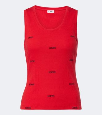 Loewe Logo ribbed-knit cotton-blend tank top