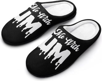 Generic Fill Me With Cum Mens House Slippers Memory Foam Washable Cotton Slip on Home Shoes