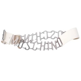 Moschino Chain-Link Logo Riem - Dames - Pre-owned - Wit - Maat: ONE Size Leer