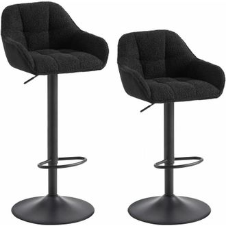 Woltu Woltu - Juego De 2 Taburetes De Bar Charlotte Con Reposabrazos Y Asiento De Pana Y Chenilla Negra