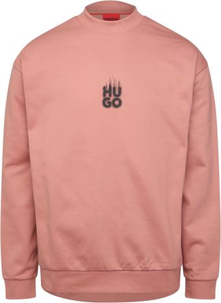 HUGO BOSS Hugo Durungu herensweatshirt met rookkleurig logo en ronde hals in roze