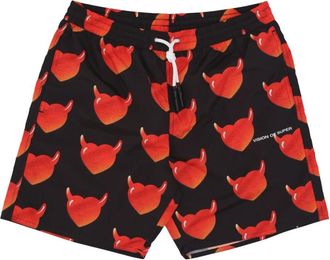 Vision Of Super Harten Zwemshorts Zwart/Rood - Heren - Strandmode - Veelkleurig - S - Polyester - Badmode
