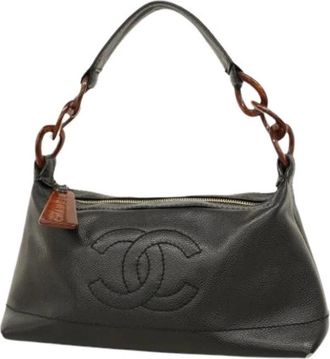 Chanel Pre-owned Shoulder Bags, female, Black, Size: ONE SIZE Pre-owned Leather Shoulder Bag