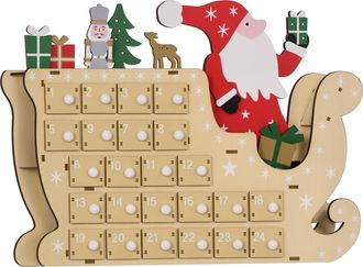 OEM Calendario De Adviento De Madera Con 24 Cajones Calendario De Navidad Reutilizable Para Rellenar 22,5x8x36 Cm Natural