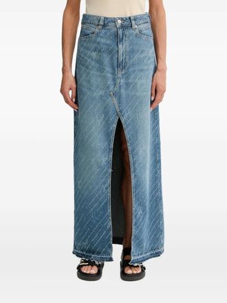 BOSS distressed-details denim maxi skirt - women - Cotton - 27 - Blue