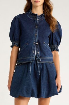 Cinq à Sept Quincy Short Sleeve Denim Jacket in Fontaine at Nordstrom, Size X-Small