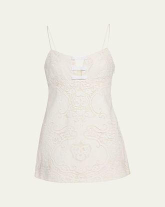 LoveShackFancy Rosalisa Embroidered Cotton Mini Dress